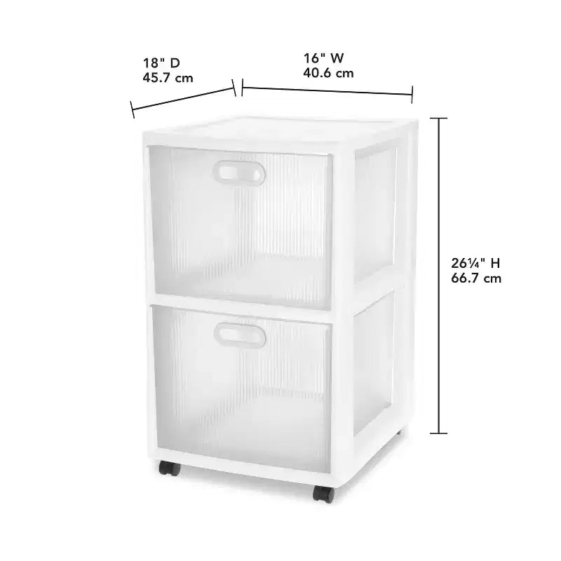Carrello portaoggetti Sterilite Ultra a 2 cassetti, bianco