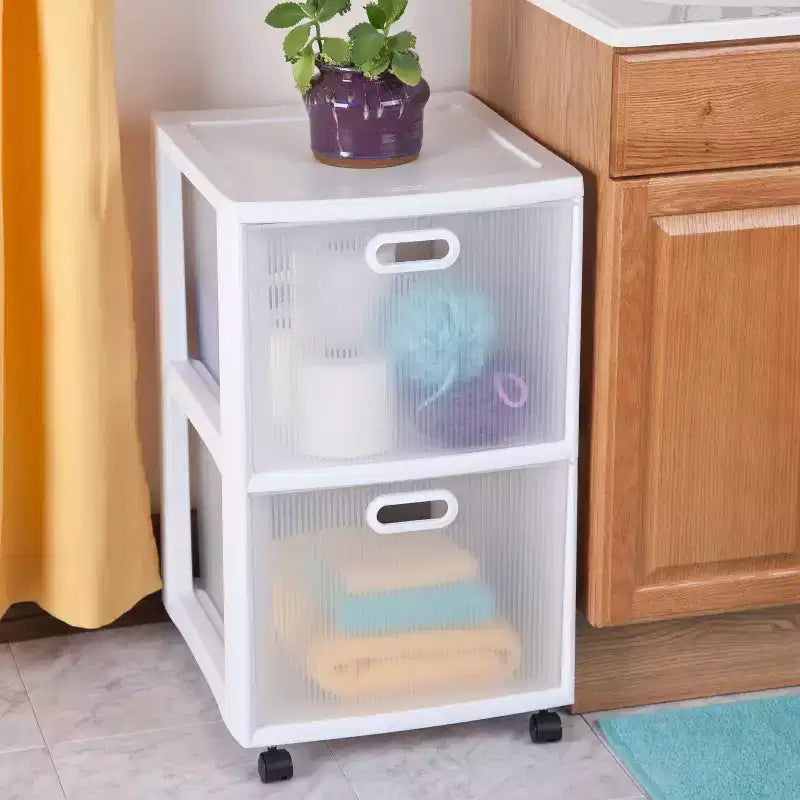 Carrello portaoggetti Sterilite Ultra a 2 cassetti, bianco
