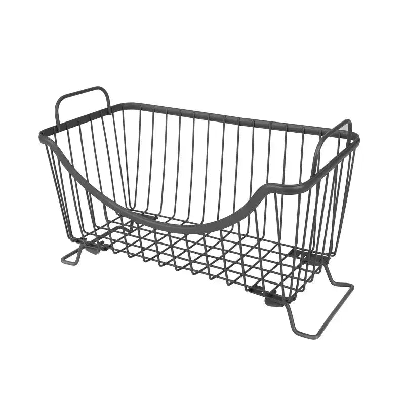 Silver Steel Stackable Storage Basket, Small