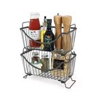 Silver Steel Stackable Storage Basket, Small