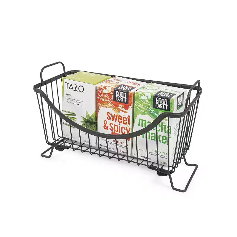 Silver Steel Stackable Storage Basket, Small