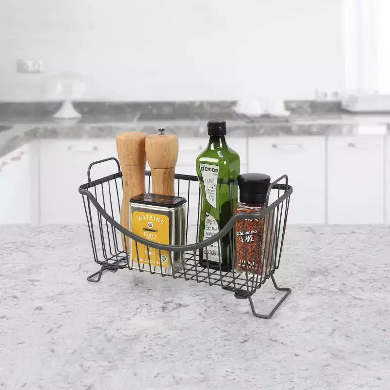 Silver Steel Stackable Storage Basket, Small