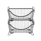 Silver Steel Stackable Storage Basket, Small