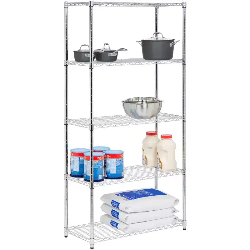 Honey-Can-Do 18" x 36" x 72" 5 Ripiani Organizzatore Cromato: Scaffalatura in Filo, Acciaio, Capacità 158 kg, Stoccaggio Universale