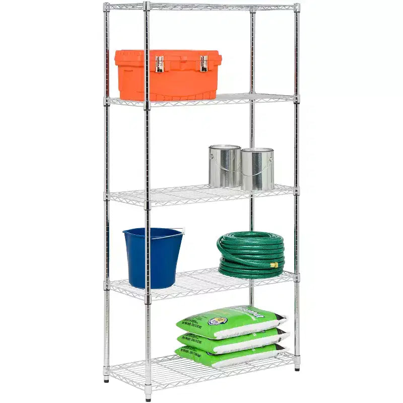 Honey-Can-Do 18" x 36" x 72" 5 Ripiani Organizzatore Cromato: Scaffalatura in Filo, Acciaio, Capacità 158 kg, Stoccaggio Universale