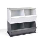 Badger Basket Cubby portagiochi impilabile a 2 scomparti in laminato MDF effetto legno carbone/grigio con retro chiuso, 3+ anni