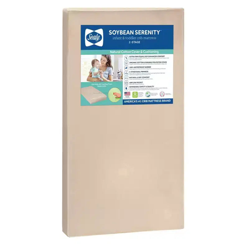 Materasso per culla Sealy Nature Couture Soybean Serenity: Ipoallergenico, con rivestimento impermeabile, rigido, spessore 5 pollici