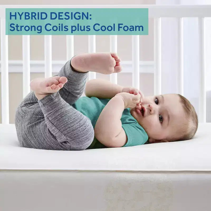 Materasso per culla e lettino 2 in 1 Sealy Cozy Cool Hybrid: rigido, in gel espanso, ipoallergenico, spessore 14,6 cm