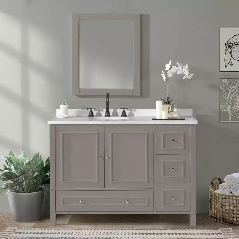 Gray Bathroom Vanity Cabinet, 121.9 cm