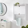 White Bathroom Wall Cabinet with Swing Doors, 60 × 80 cm