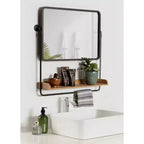 Specchio da parete decorativo Rheeves 66 x 66 cm con mensola Marrone/Nero rustico - Kate & Laurel All Things Decor