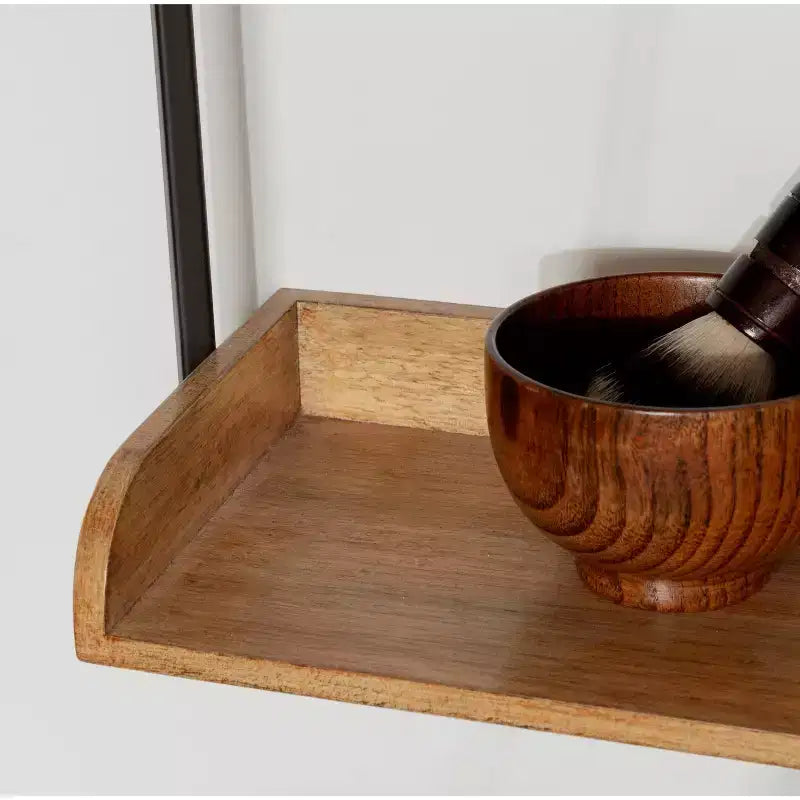 Specchio da parete decorativo Rheeves 66 x 66 cm con mensola Marrone/Nero rustico - Kate & Laurel All Things Decor