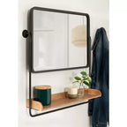 Specchio da parete decorativo Rheeves 66 x 66 cm con mensola Marrone/Nero rustico - Kate & Laurel All Things Decor