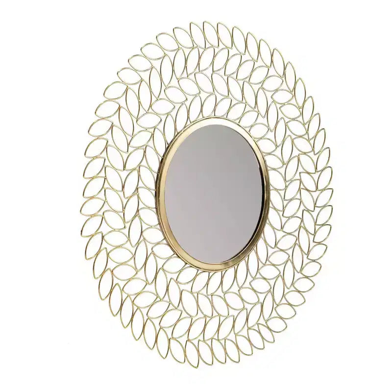 Gold Leaf Round Wall Mirror, 71.1 cm