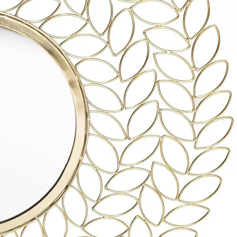 Gold Leaf Round Wall Mirror, 71.1 cm