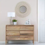 Gold Leaf Round Wall Mirror, 71.1 cm