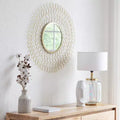 Gold Leaf Round Wall Mirror, 71.1 cm