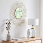 Gold Leaf Round Wall Mirror, 71.1 cm