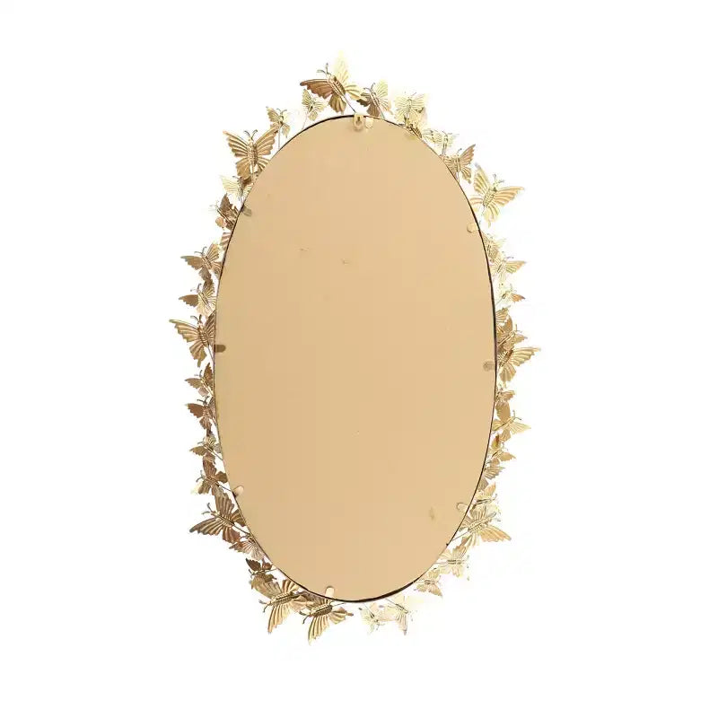 Specchio da parete farfalla Glam Metal oro - Olivia & May: Struttura in ferro, forma rotonda, nessun montaggio richiesto