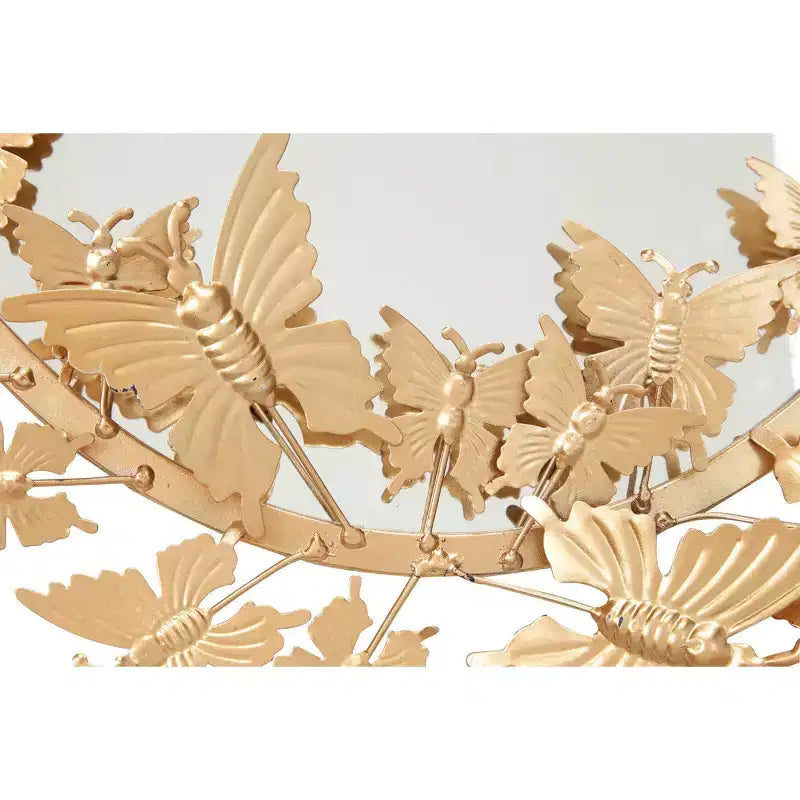 Specchio da parete farfalla Glam Metal oro - Olivia & May: Struttura in ferro, forma rotonda, nessun montaggio richiesto
