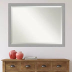 Specchio da parete con cornice in nichel spazzolato 44" x 34" argento - Amanti Art: rettangolare moderno, nessun assemblaggio richiesto