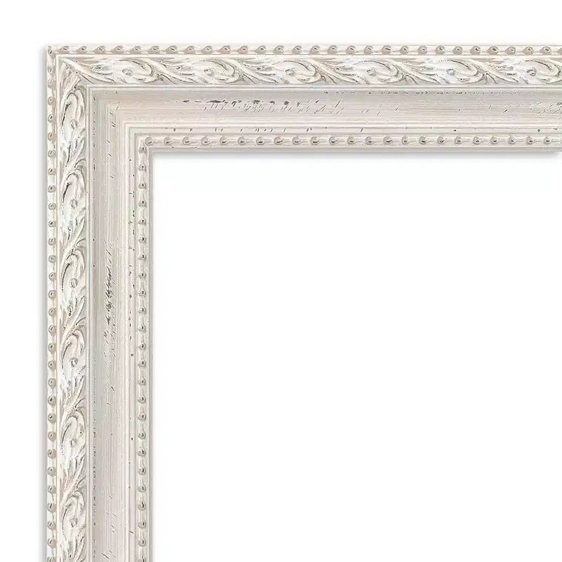 Square Wood Wall Mirror with Distressed Cream Frame, 81.3 × 81.3 cm