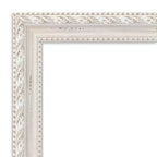 Square Wood Wall Mirror with Distressed Cream Frame, 81.3 × 81.3 cm