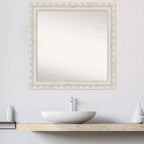 Square Wood Wall Mirror with Distressed Cream Frame, 81.3 × 81.3 cm