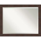 Amanti Art 45" x 35" Wildwood Framed Wall Mirror Brown : Modern Beveled Glass, No Assembly Required