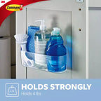 Caddy Grande con Strisce Command: Organizer da Parete in Plastica Trasparente, Organizzazione Universale, Mensola con Strisce Command, Capacità 1.8 kg