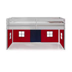 Letto a soppalco singolo Jasper Junior Kids' di Alaterre Furniture, struttura grigio tortora e tenda da gioco rossa/blu