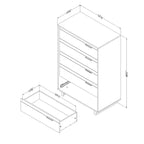 Cassettiera per bambini a 5 cassetti Fynn, rovere invernale - South Shore