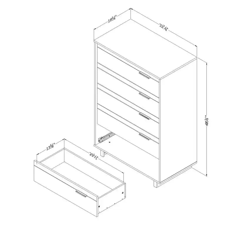 Cassettiera per bambini a 5 cassetti Fynn, rovere invernale - South Shore