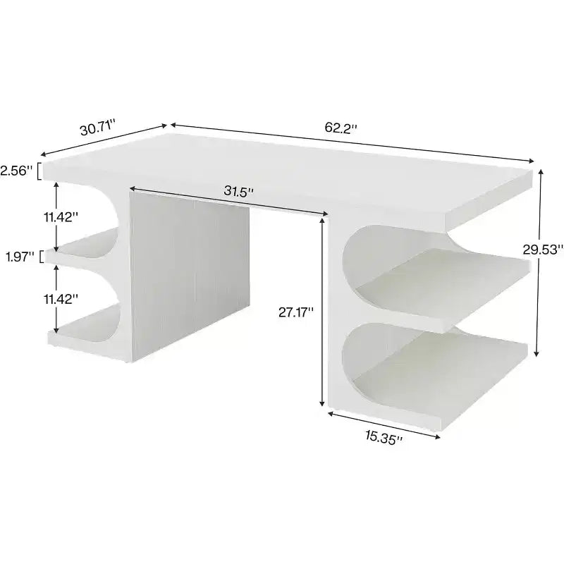 Wood Executive Desk for Home Office, 157.5 cm, with 3 Storage Shelves