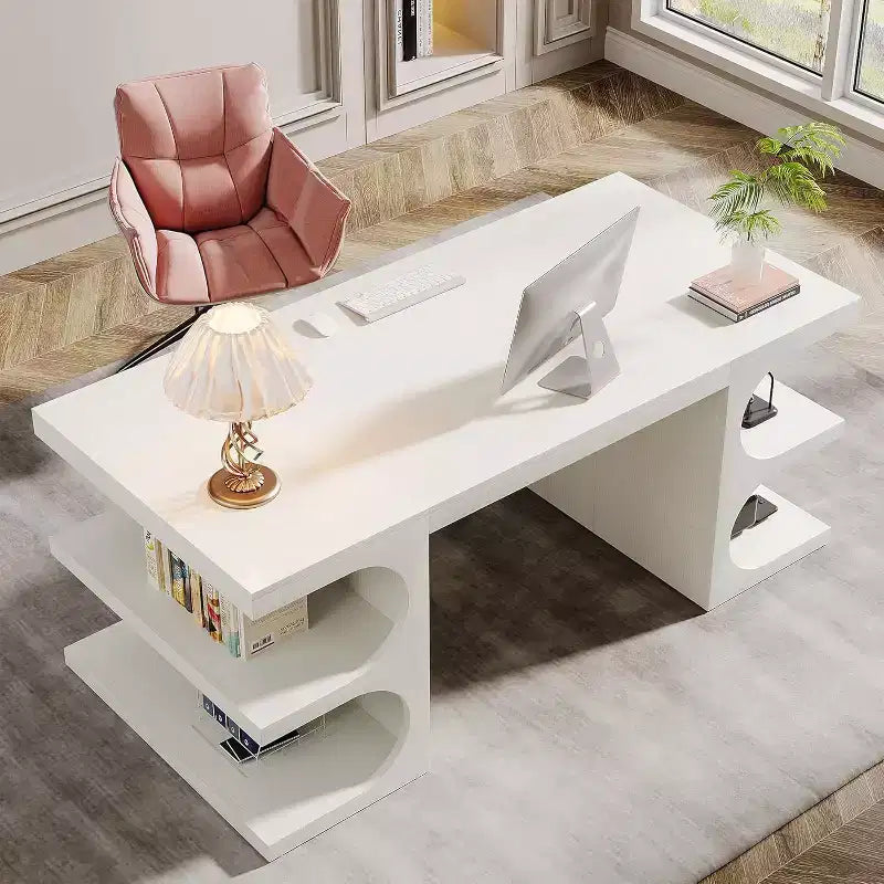 Wood Executive Desk for Home Office, 157.5 cm, with 3 Storage Shelves