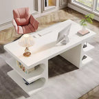 Wood Executive Desk for Home Office, 157.5 cm, with 3 Storage Shelves