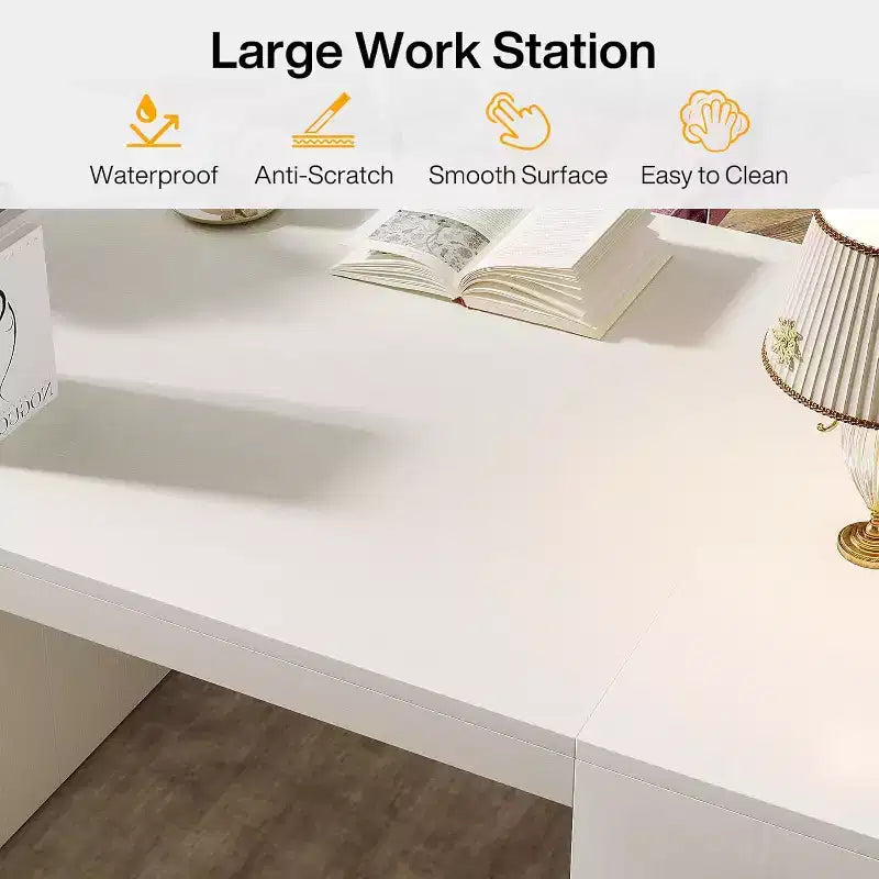 Wood Executive Desk for Home Office, 157.5 cm, with 3 Storage Shelves