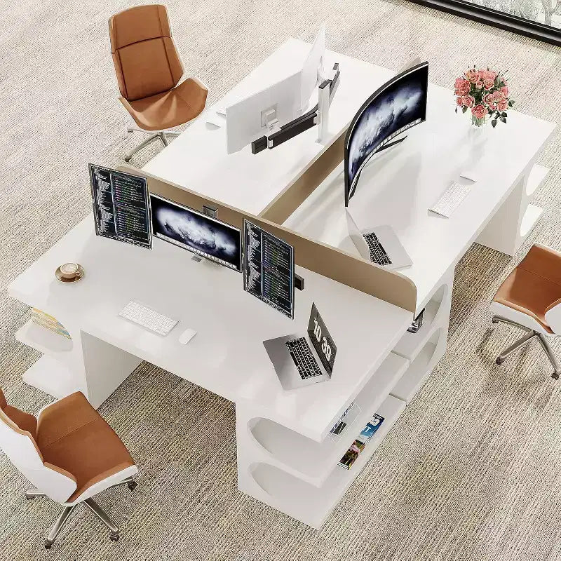 Wood Executive Desk for Home Office, 157.5 cm, with 3 Storage Shelves