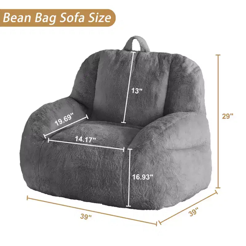 Giant Faux Fur Bean Bag Chair for Adults with Handle