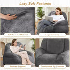 Giant Faux Fur Bean Bag Chair for Adults with Handle