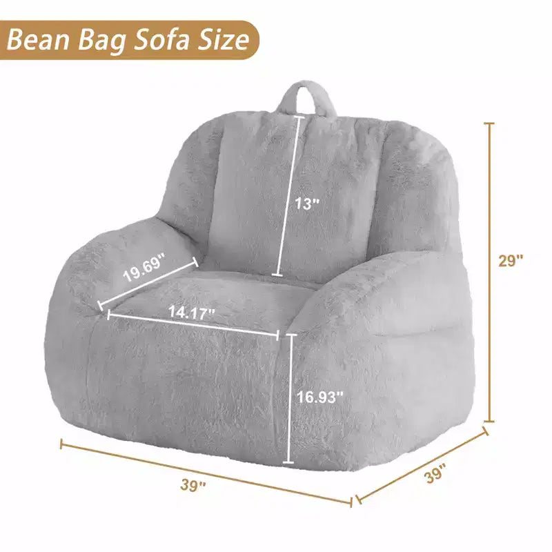 Giant Faux Fur Bean Bag Chair for Adults with Handle