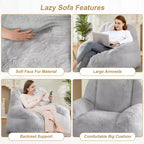 Giant Faux Fur Bean Bag Chair for Adults with Handle