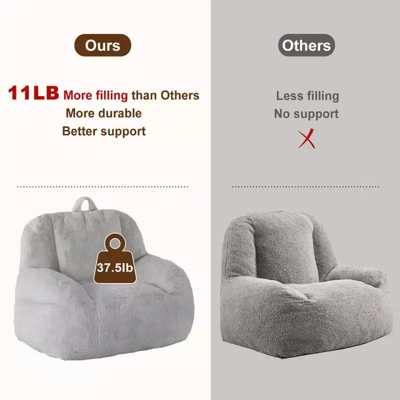 Giant Faux Fur Bean Bag Chair for Adults with Handle
