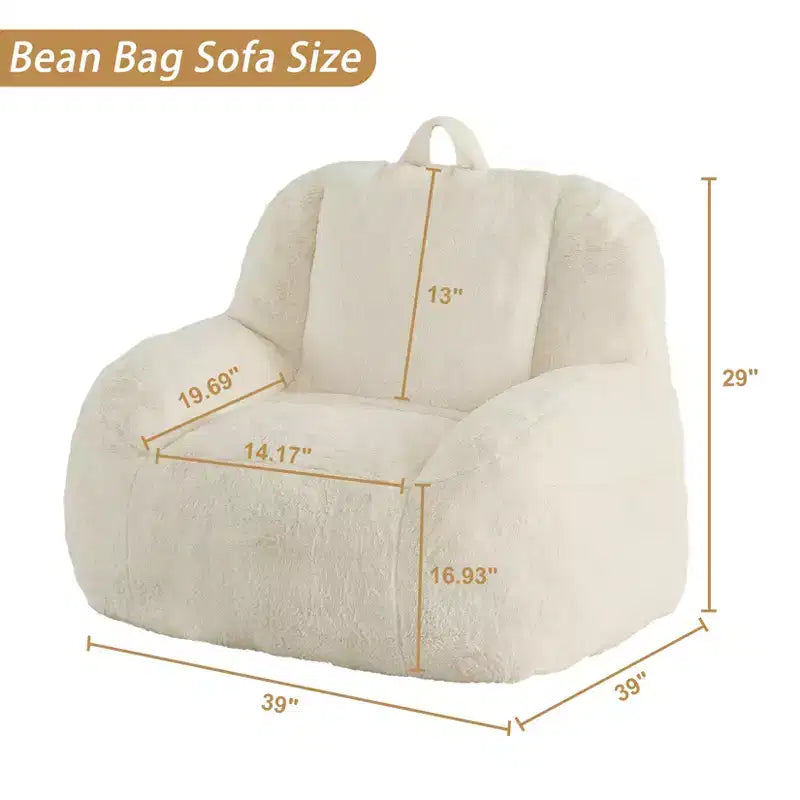 Giant Faux Fur Bean Bag Chair for Adults with Handle
