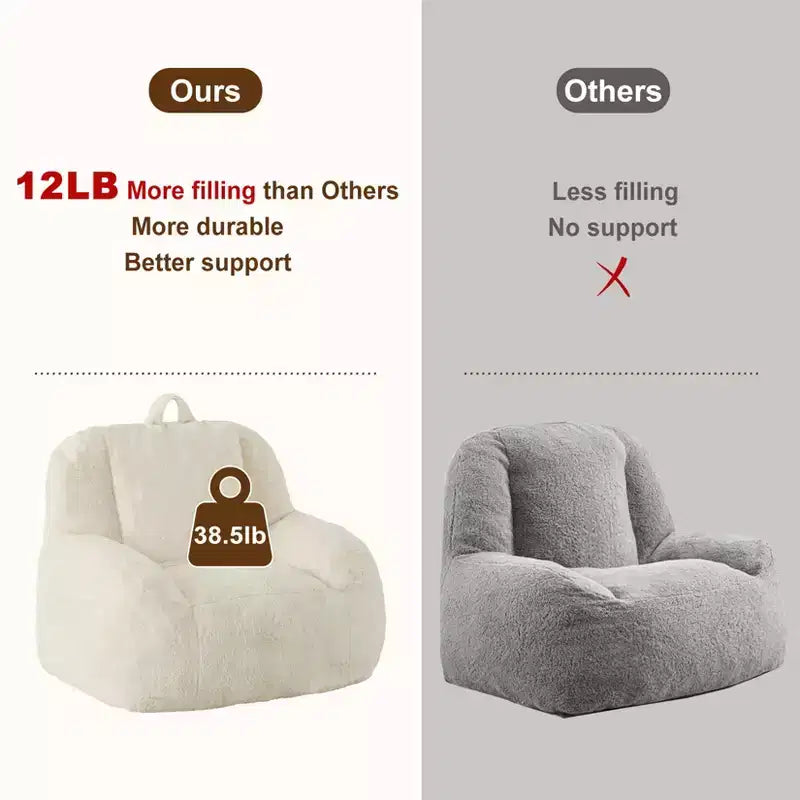 Giant Faux Fur Bean Bag Chair for Adults with Handle