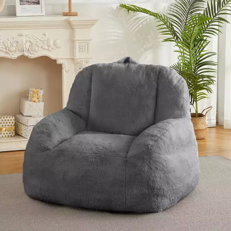 Giant Faux Fur Bean Bag Chair for Adults with Handle