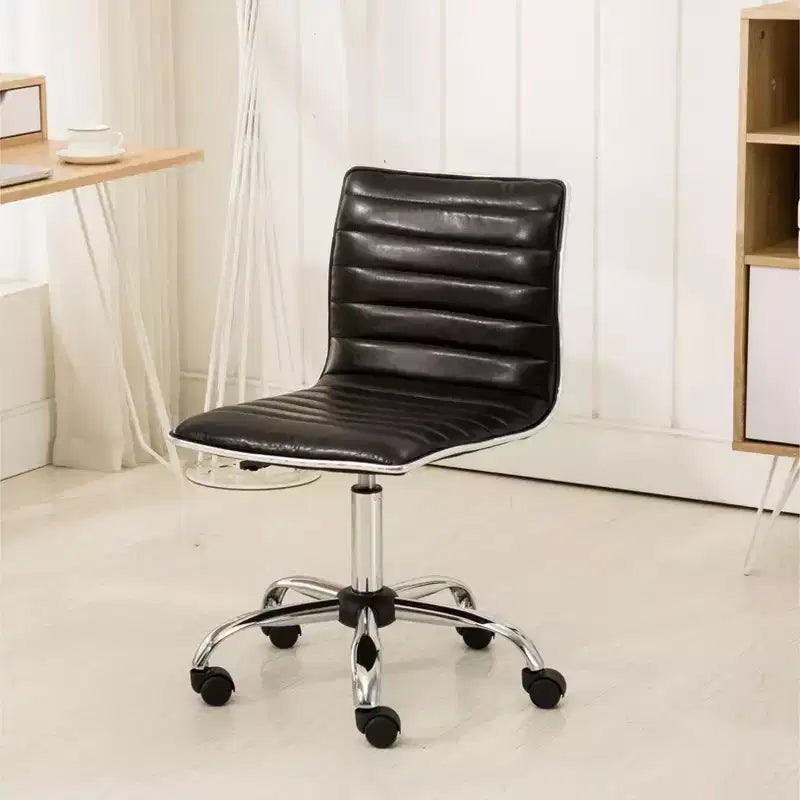 Black Faux Leather Adjustable Mid-Back Office Chair