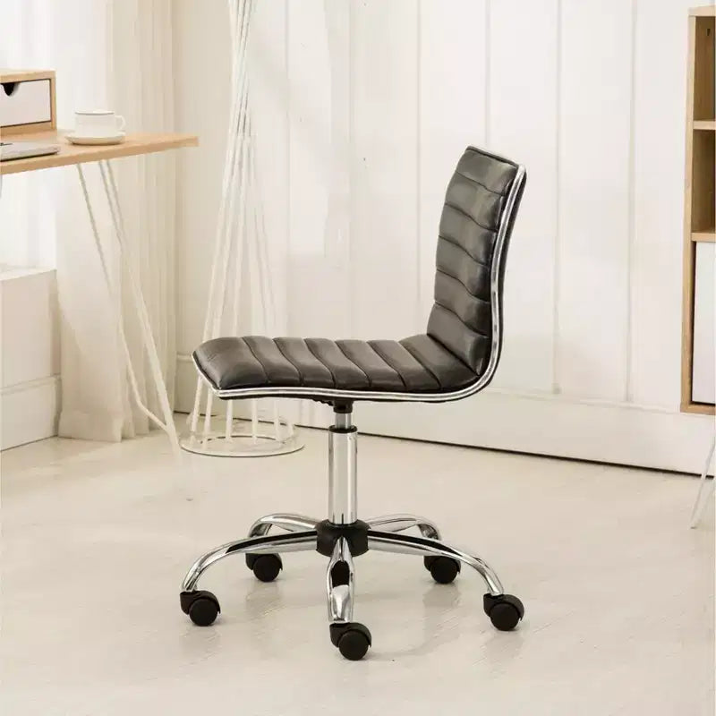 Black Faux Leather Adjustable Mid-Back Office Chair