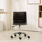 Black Faux Leather Adjustable Mid-Back Office Chair