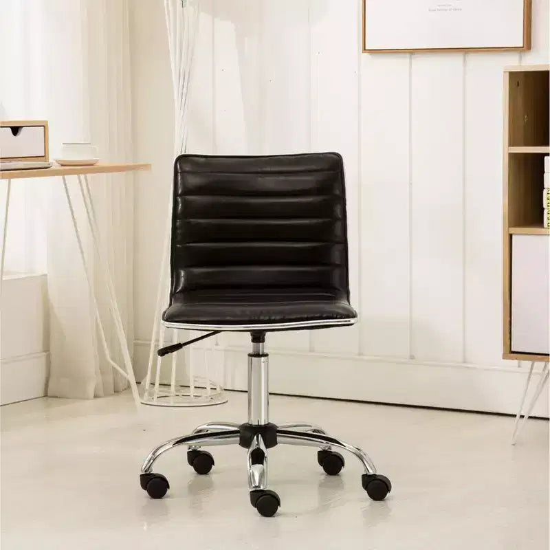 Black Faux Leather Adjustable Mid-Back Office Chair